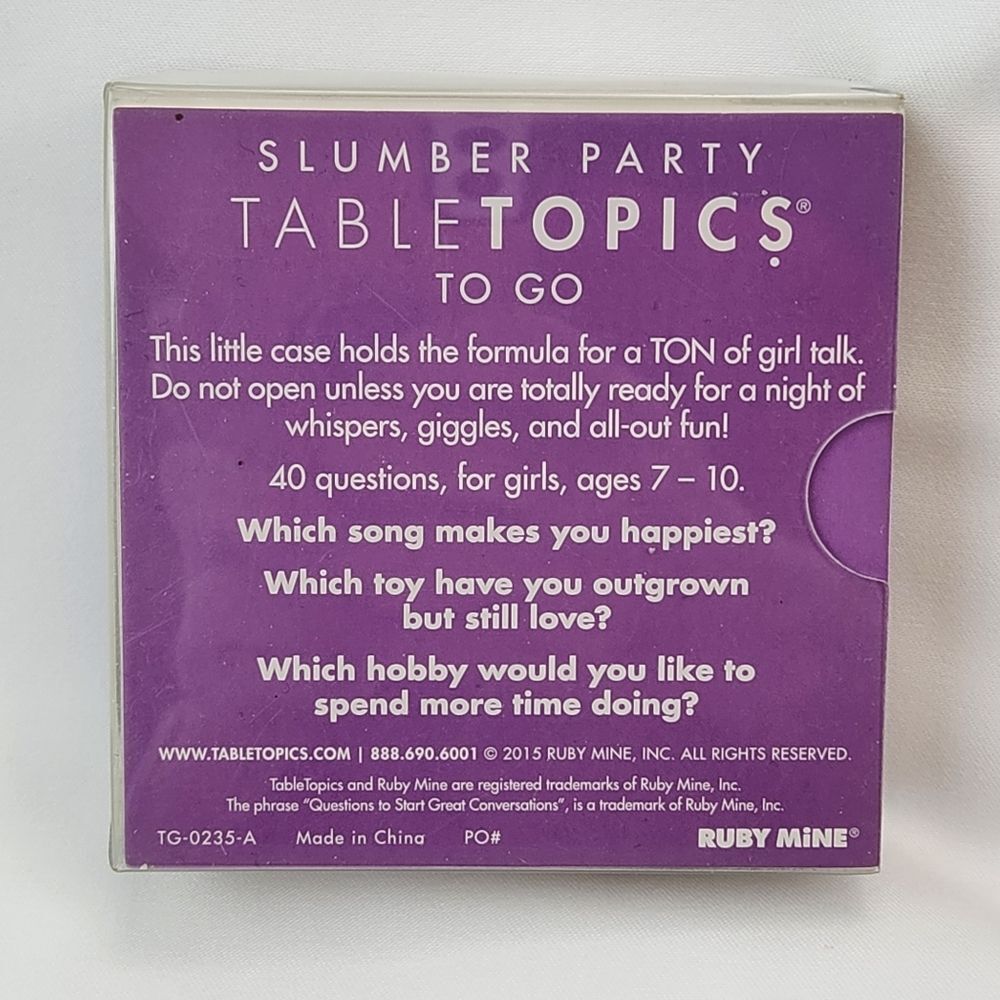 🔹️NIB TableTopics Slumber Party To Go Discussion Topic Card Pack - Picture 6 of 8